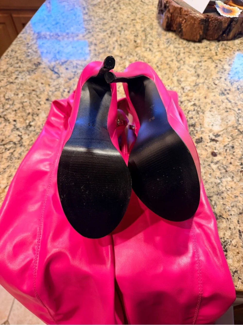 Women's Hot Pink Over-the-Knee Platform Stiletto Boots w Chaps